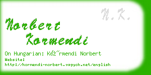 norbert kormendi business card